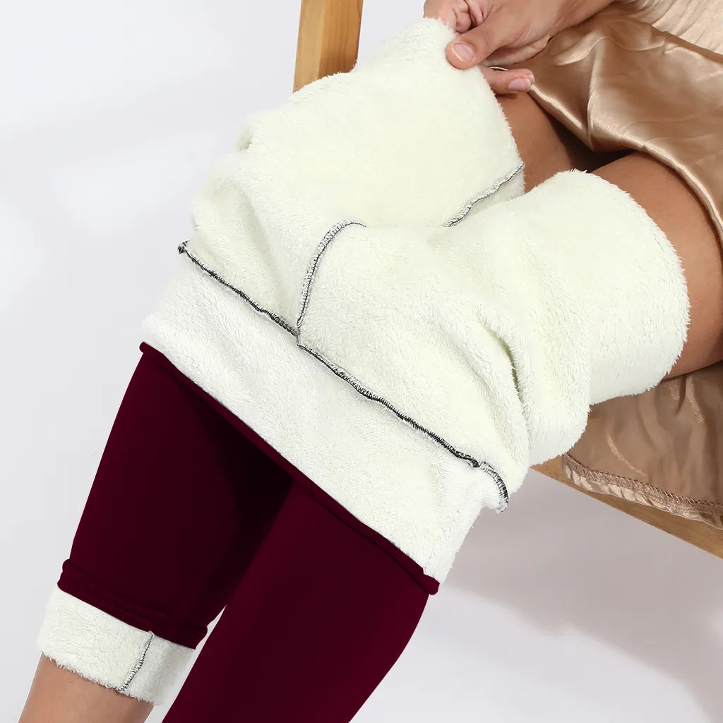 Legging Epais en laine - Légging d'hiver pour le froid noir rouge bleu marron pour Femme